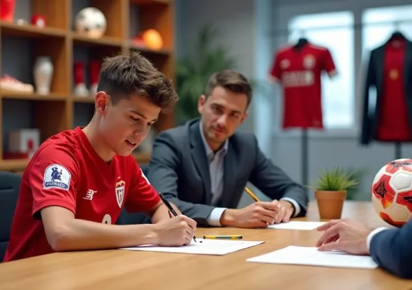 Jovens jogadores de futebol em treinamento em campo gramado durante o dia