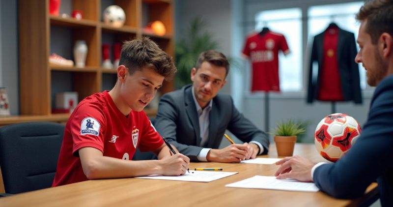 Jovens jogadores de futebol em treinamento em campo gramado durante o dia