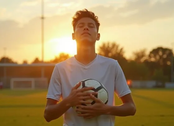 Atleta da base concentrado e mentalizando o jogo e suas jogadas
