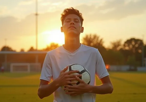Atleta da base concentrado e mentalizando o jogo e suas jogadas