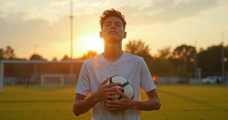 Atleta da base concentrado e mentalizando o jogo e suas jogadas