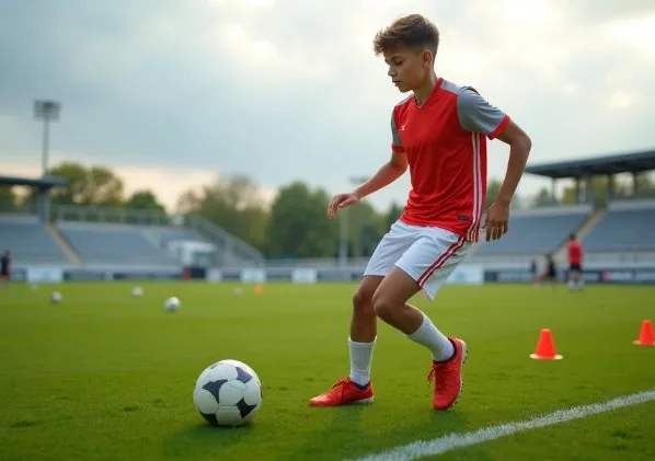 Jogadore realizando treino sozinho