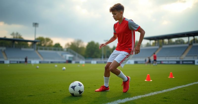 Jogadore realizando treino sozinho
