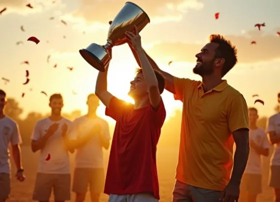 Pai acompanhando jogo de futebol de base do filho em campo gramado