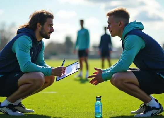 Conversa entre treinador e atleta da base