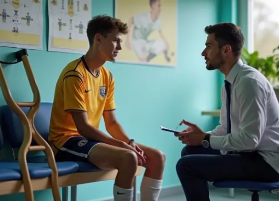 Jogadores conversando com seu treinador e mentor